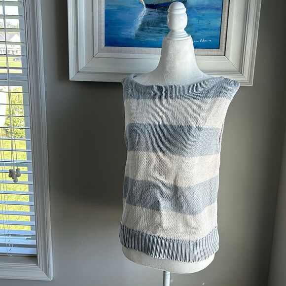 Vintage 90s Newport News Collection Sleeveless Y2K Striped Sweater Large - Picture 2 of 10